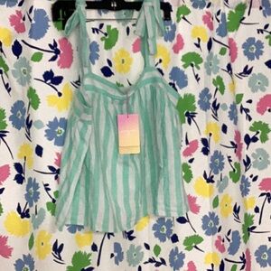 Green Striped Women's Top